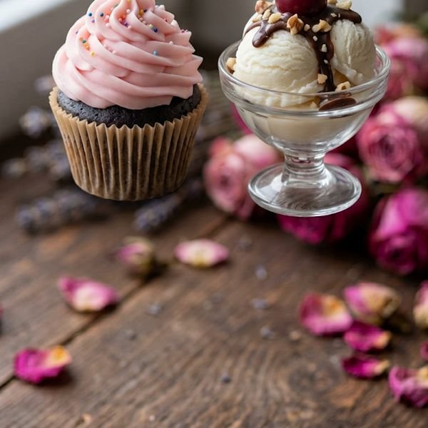 Velas con forma de cupcake y copa de helado